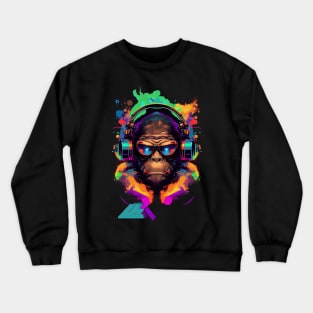 Anime Cyber Ape (Sci-Fi Ape Vintage Retro Future Design Cyberpunk Space Ape) Crewneck Sweatshirt